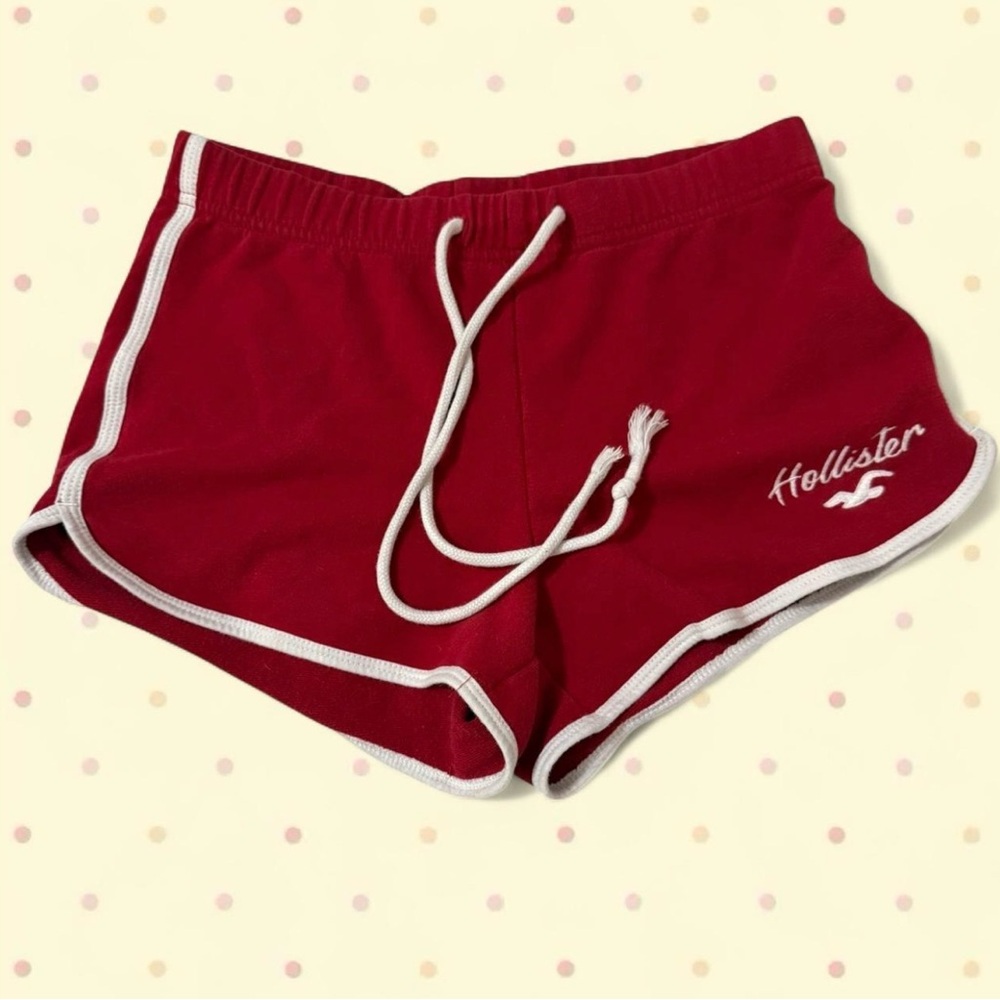 Hollister Women's Athletic Red Shorts with White Trim